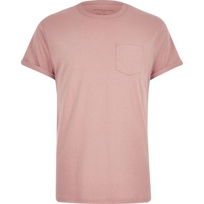 Pink chest pocket t-shirt
